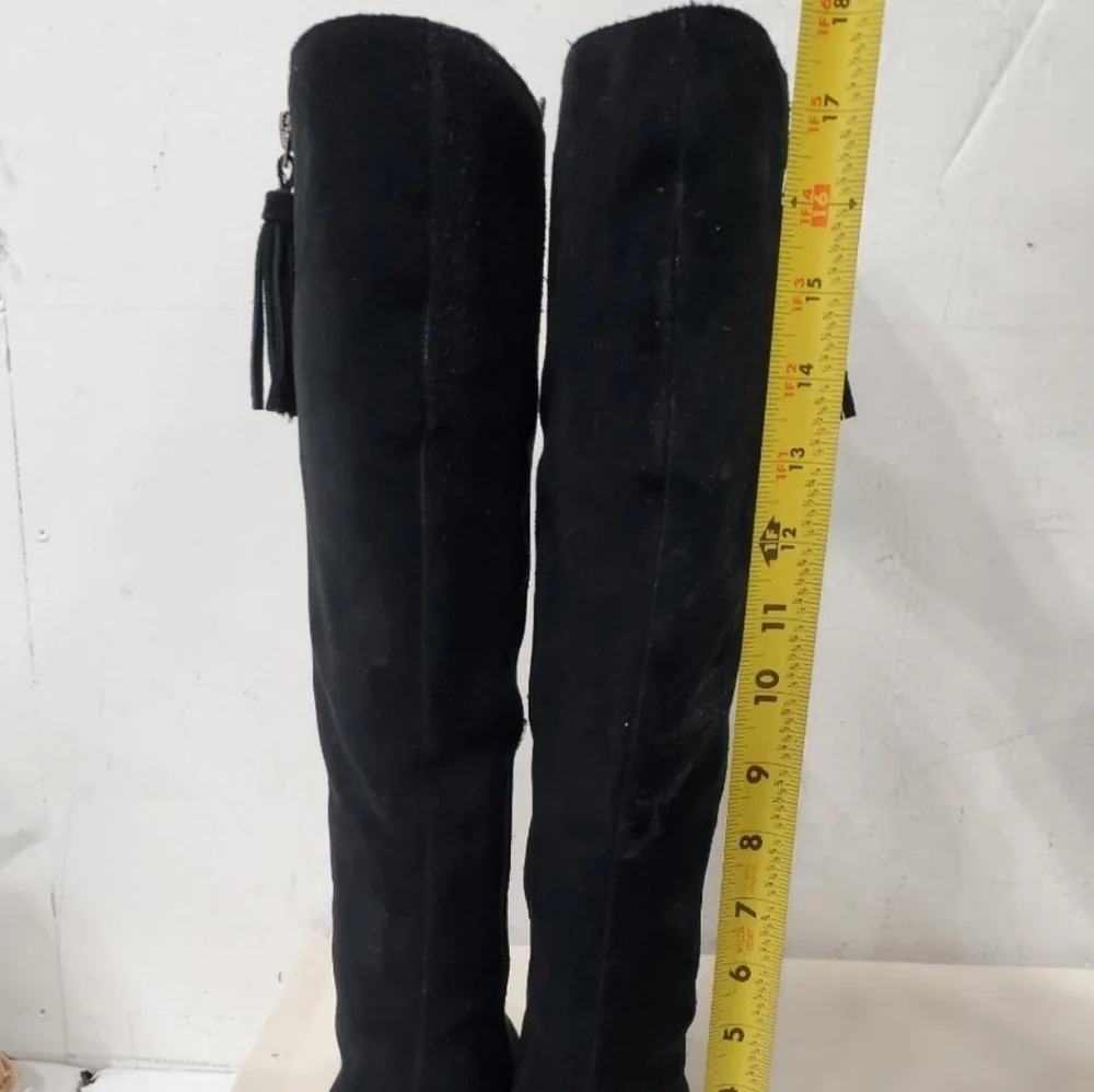 Anne Klein wide calf suede Wedge knee high boots In Box